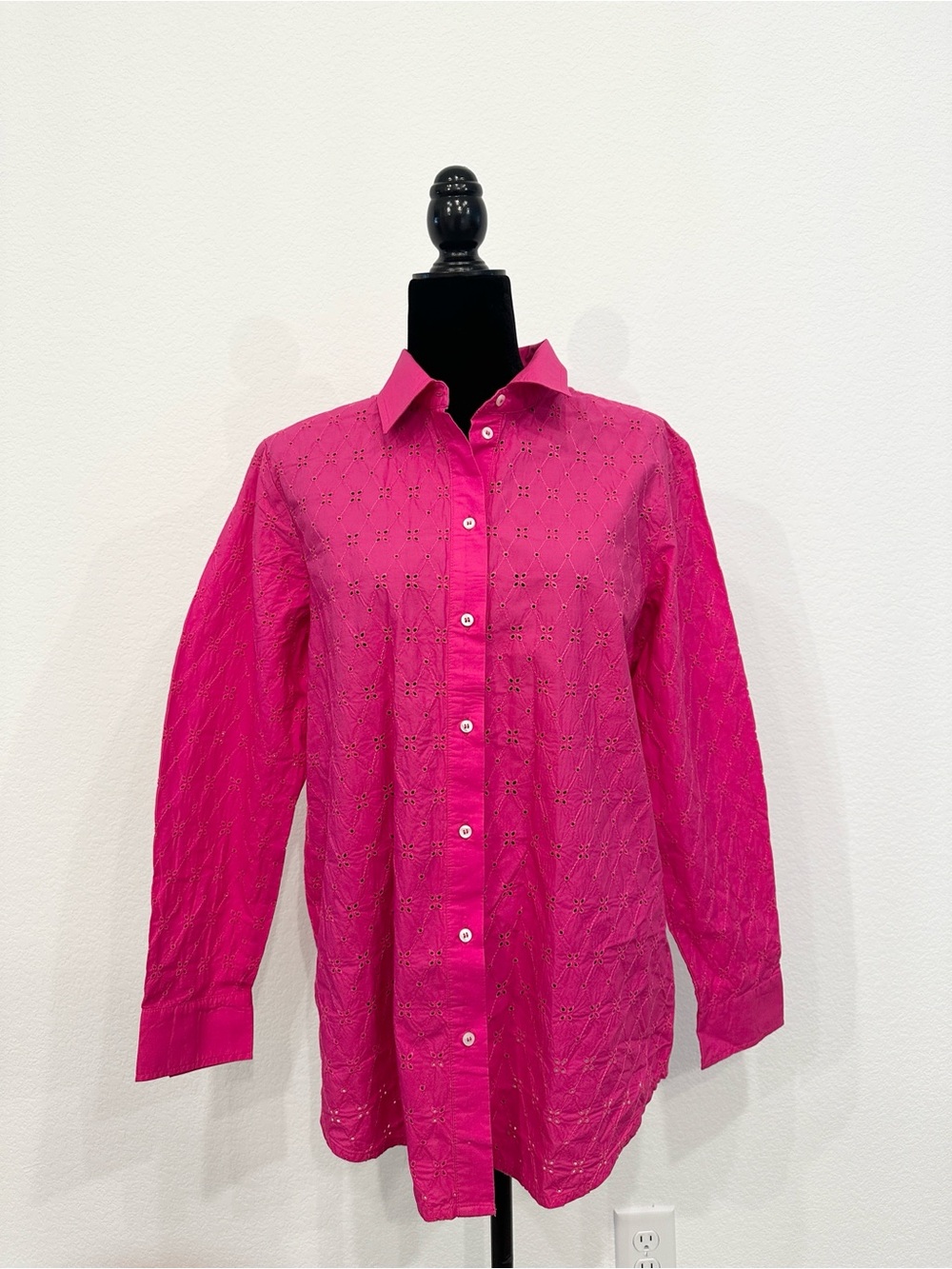 GAP Hot Pink Eyelet Button-Down Shirt